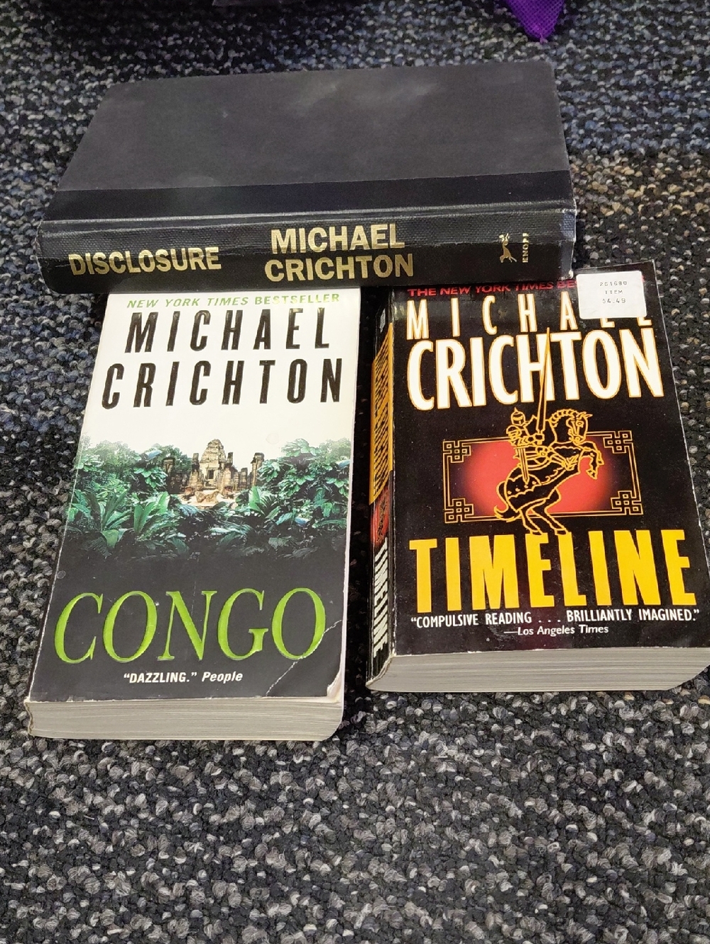 Michael Crichton 2 Paperbacks, 1 Hardback